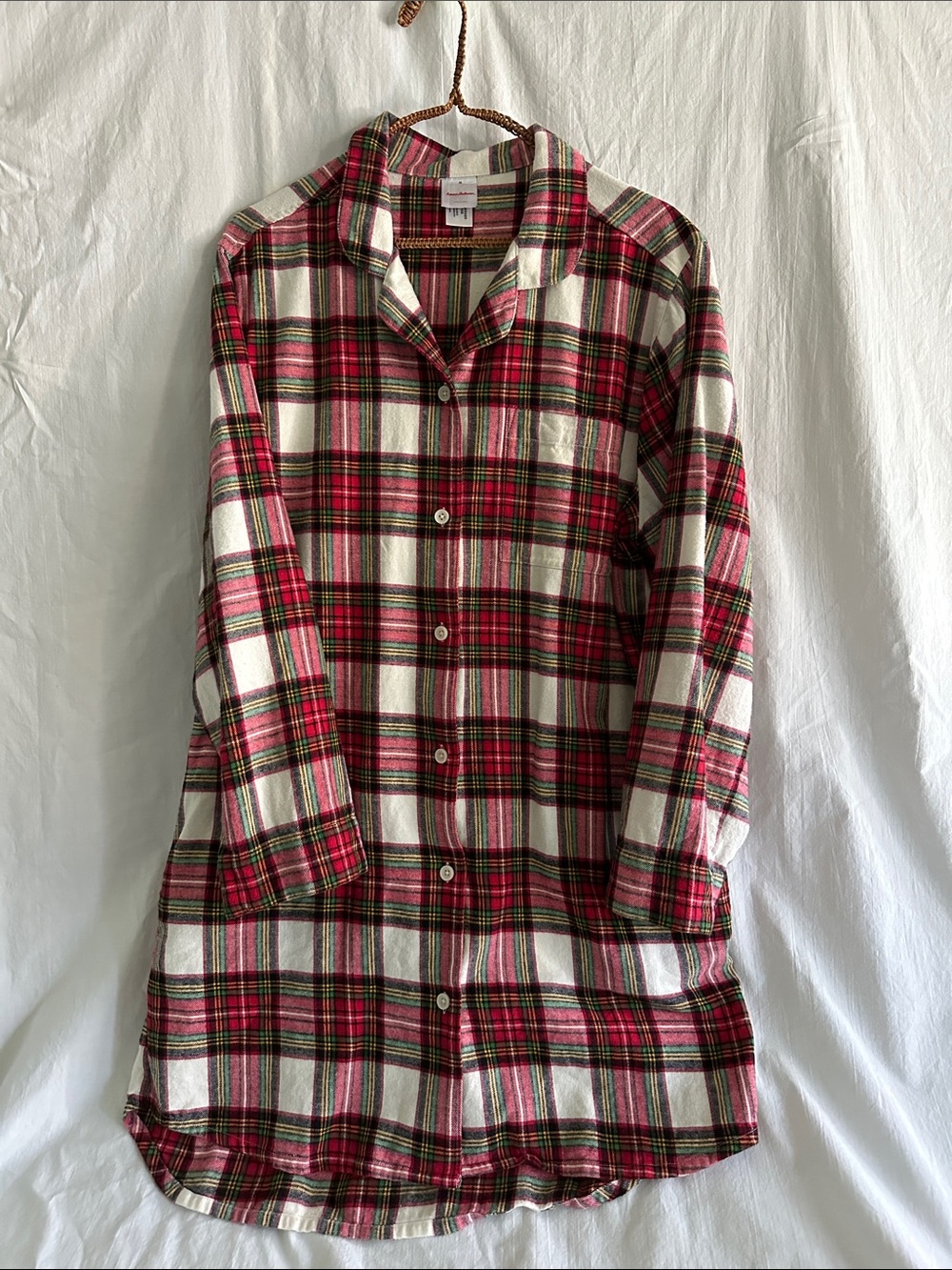 Hanna Andersson women’s nightshirt tunic Red Green Plaid Flannel size M